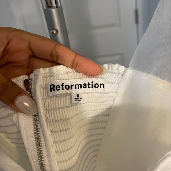 Reformation White Strapless Tie-Shoulder Square Neck Dress - Picture 3 of 4